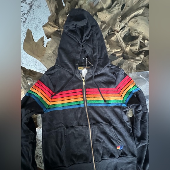 ‼️RARE‼️ 🎸AVIATOR NATION🎸6 Stripe Retro Black hoodie✨size S✨ - Picture 9 of 13